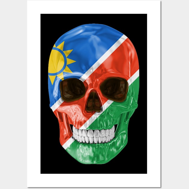 Namibia Flag Skull - Gift for Namibian With Roots From Namibia Wall Art by Country Flags